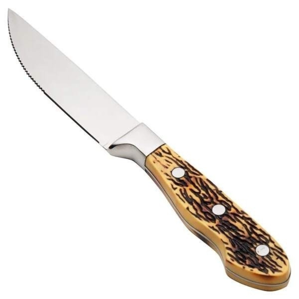 WALDO Steak Knife Serrated Blade Bone Handle Silver‎ Metal